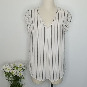 Halogen Striped Short Sleeves Top Medium